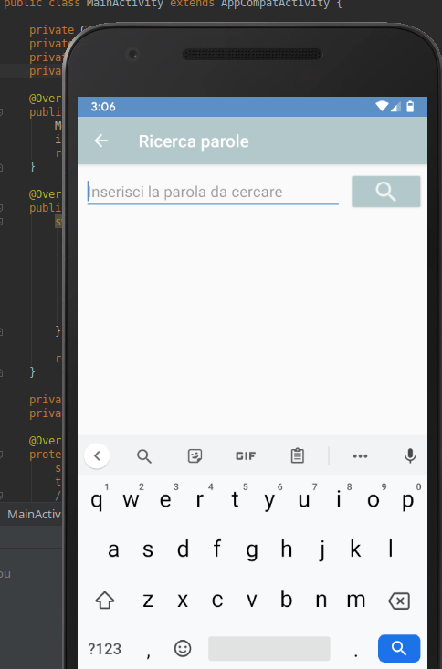 schermata app approu con tastiera intelligente